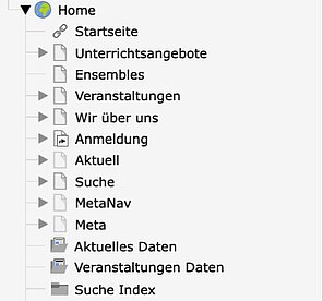 Screenshot des Typo3-Seitenbaums